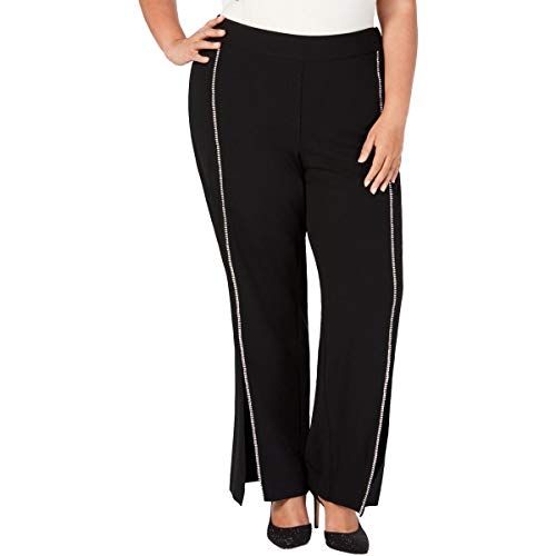 I.N.C. Plus Size Rhinestone-Trim Crepe Wide-Leg Pants