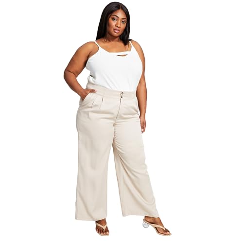 Bar III Plus Size Pleated Twill Wide Leg Pants