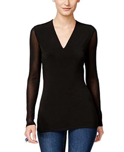 Petite Illusion Sleeve V Neck Blouse