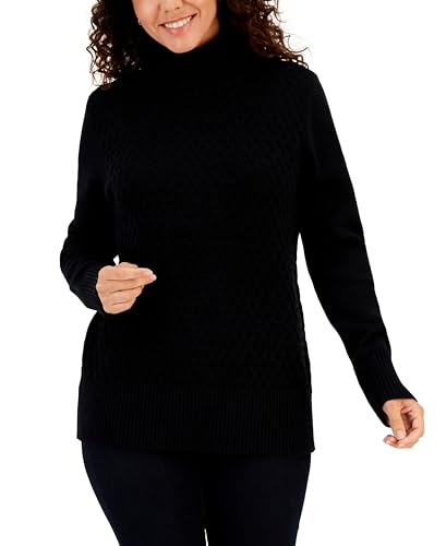 Karen Scott Petite Cable Front Turtleneck Sweater