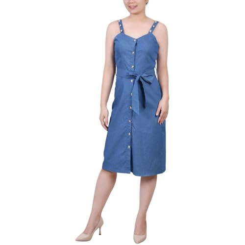 NY Collection Petite Sweetheart Neck Chambray Sundress
