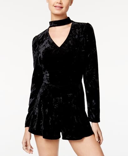Juniors' Crushed Velvet Choker Romper
