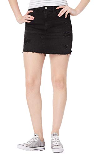 Vanilla Star Juniors Ripped Denim Mini Skirt