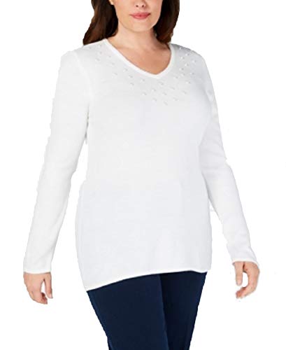Plus Size Luxesoft Faux-Pearl Sweater