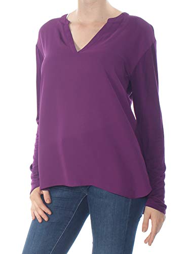 Mixed Materials Split Neck Top