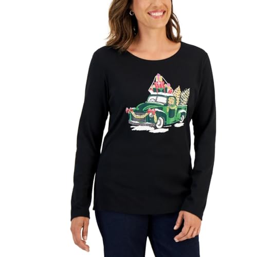 Karen Scott Womens Long Sleeve Tree Delivery Top