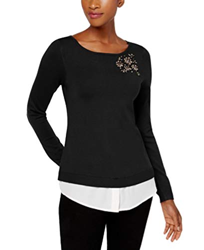 Charter Club Petite Jeweled Layered Look Sweater