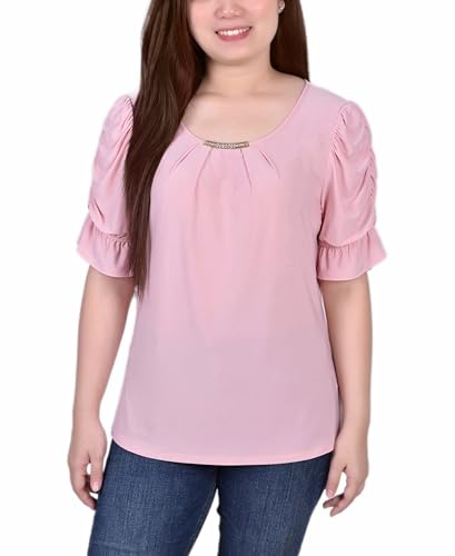 Petite Elbow Cuffed Sleeve Hardware Top
