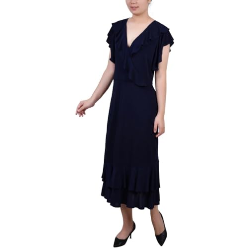 Petite Flutter Sleeve Ruffle Midi Dress
