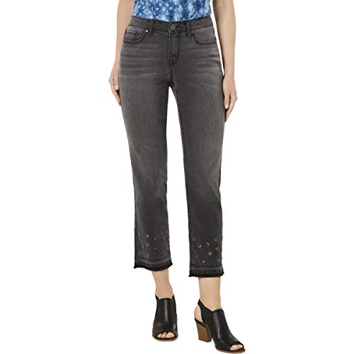 Style & Co Grommet Trimmed Straight Leg Cropped Jeans