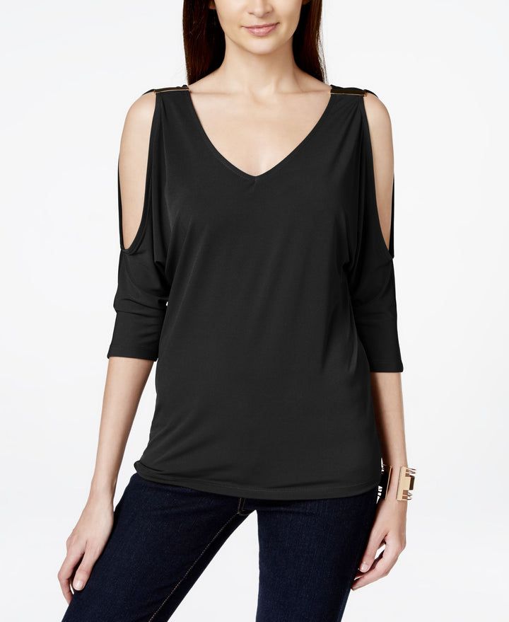 Petite Cold Shoulder Hardware Top