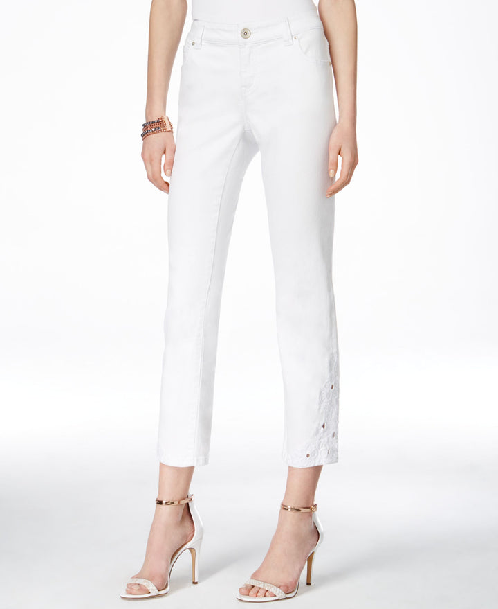INC International Concepts Embroidered Cropped Jeans