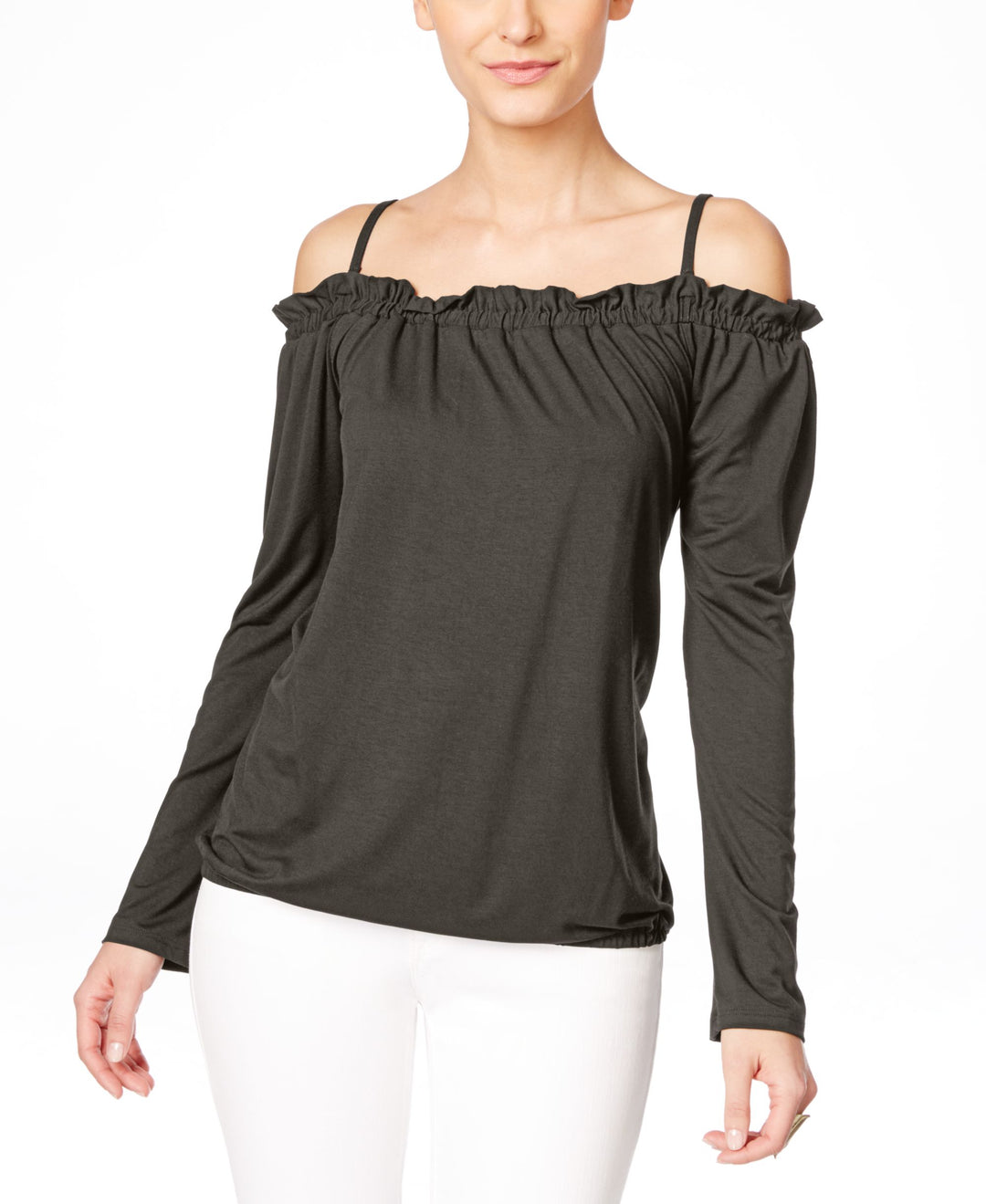 Petite Off-The-Shoulder Ruffled Peasant Blouse