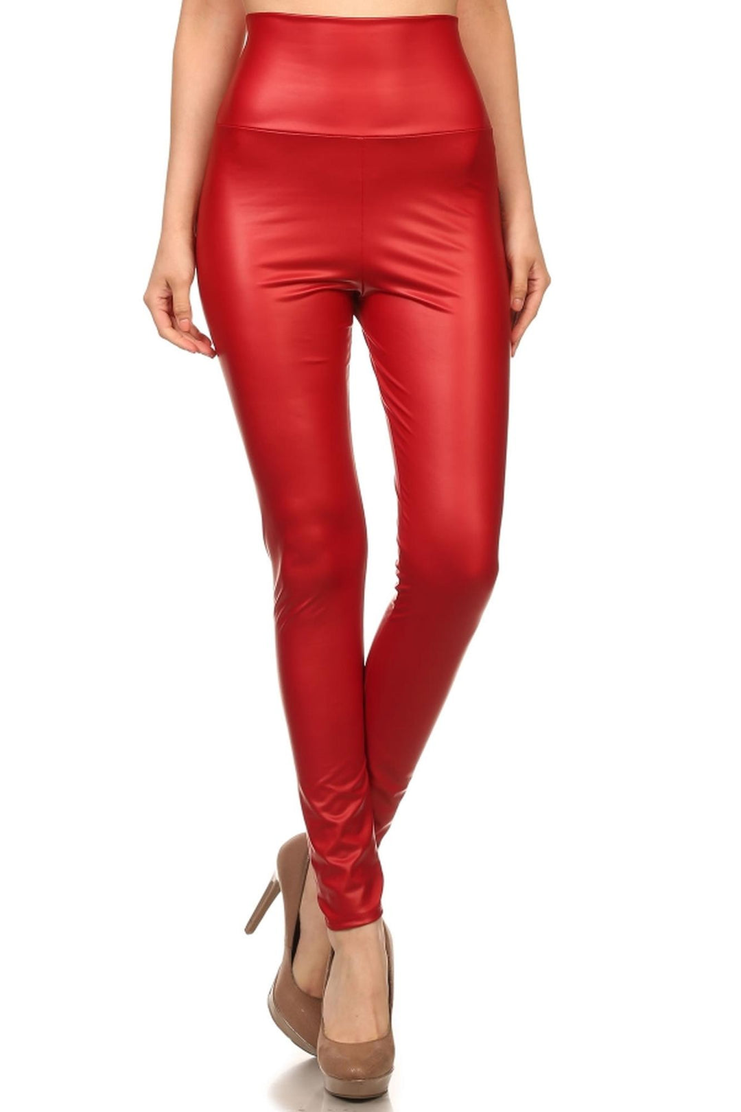 Matte High Waisted Faux Leather Leggings