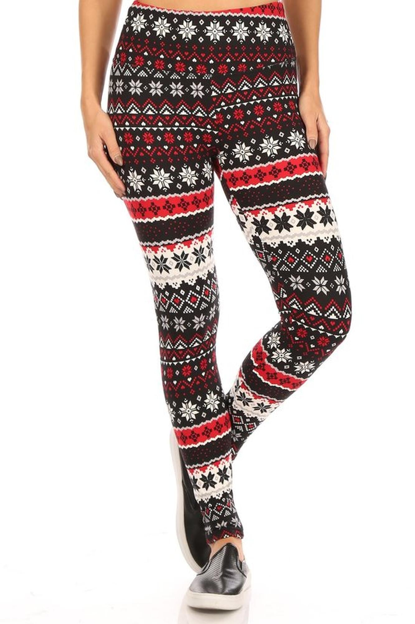 Soft Fleece Snowflake Blizzard Holiday Leggings