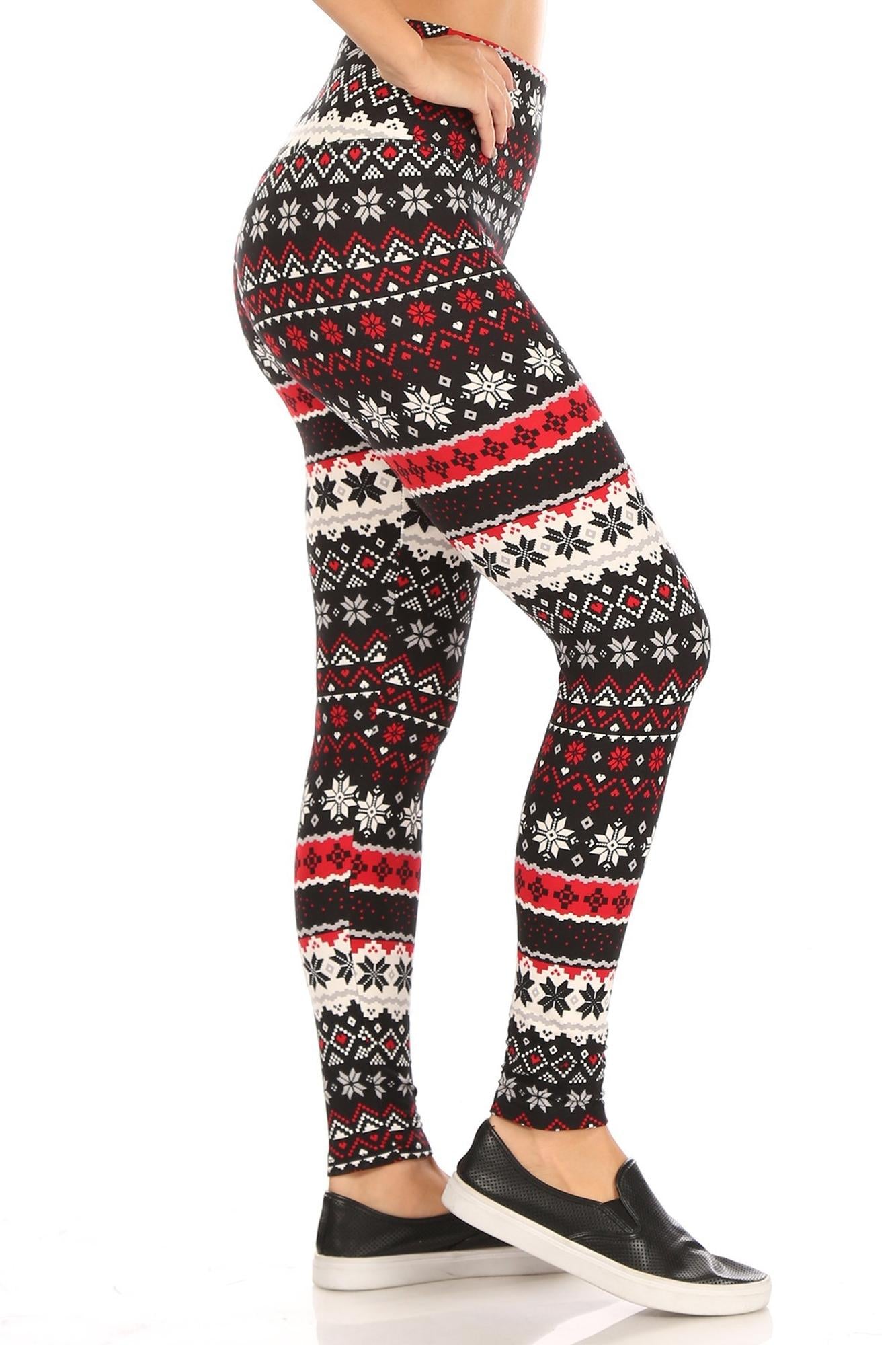 Soft Fleece Snowflake Blizzard Holiday Leggings