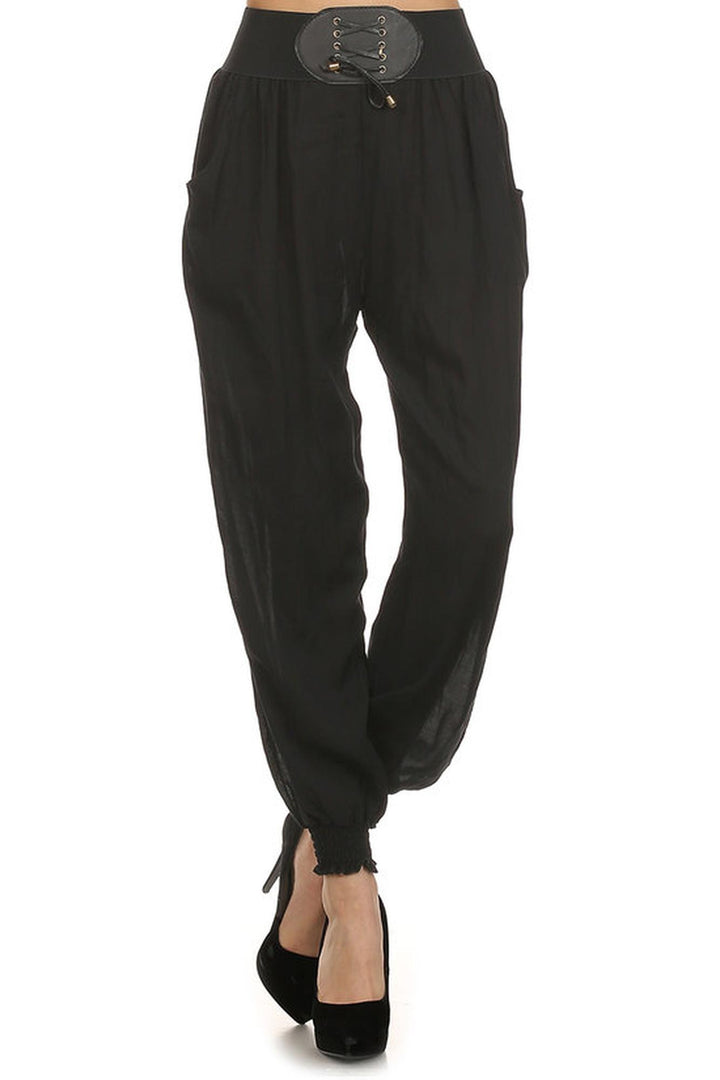 Easy Casual Belted Harem Loose Fit Leggings