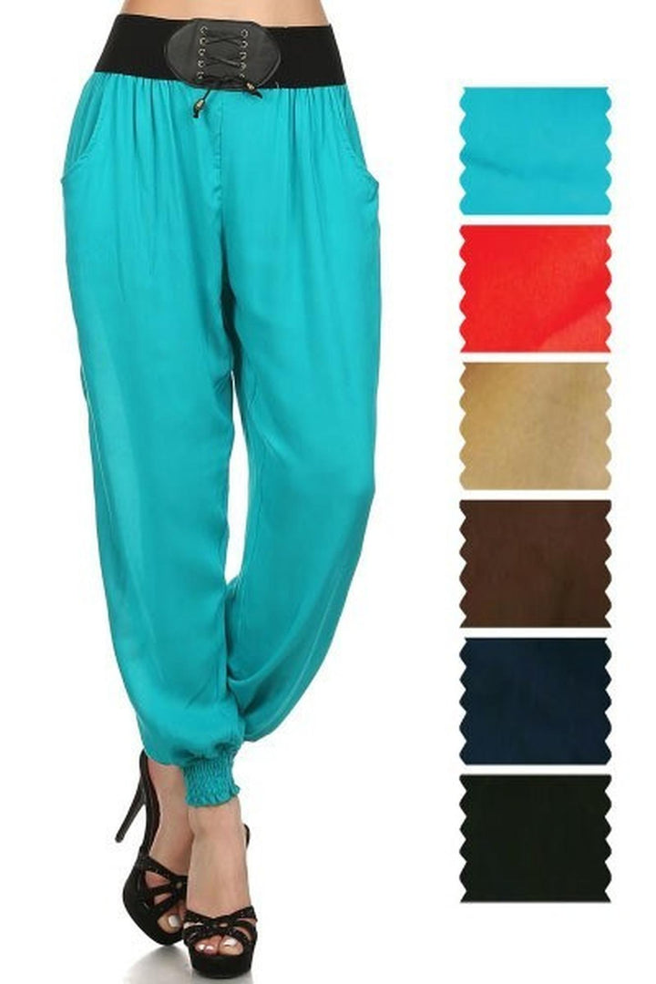 Easy Casual Belted Harem Loose Fit Leggings