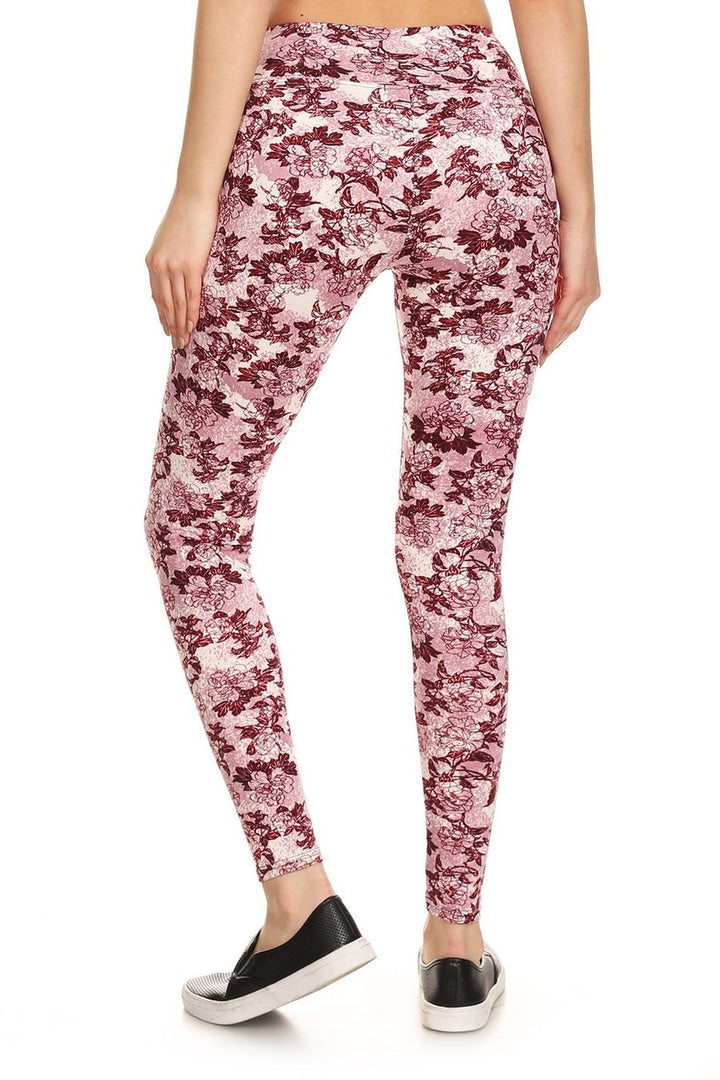 Premium Brushed High Waisted Rosetta Rose Sport Leggings