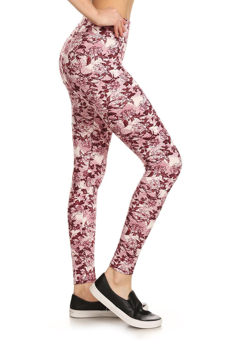 Premium Brushed High Waisted Rosetta Rose Sport Leggings