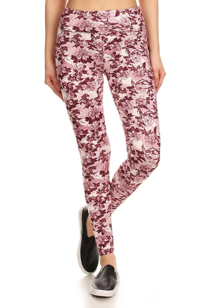 Premium Brushed High Waisted Rosetta Rose Sport Leggings