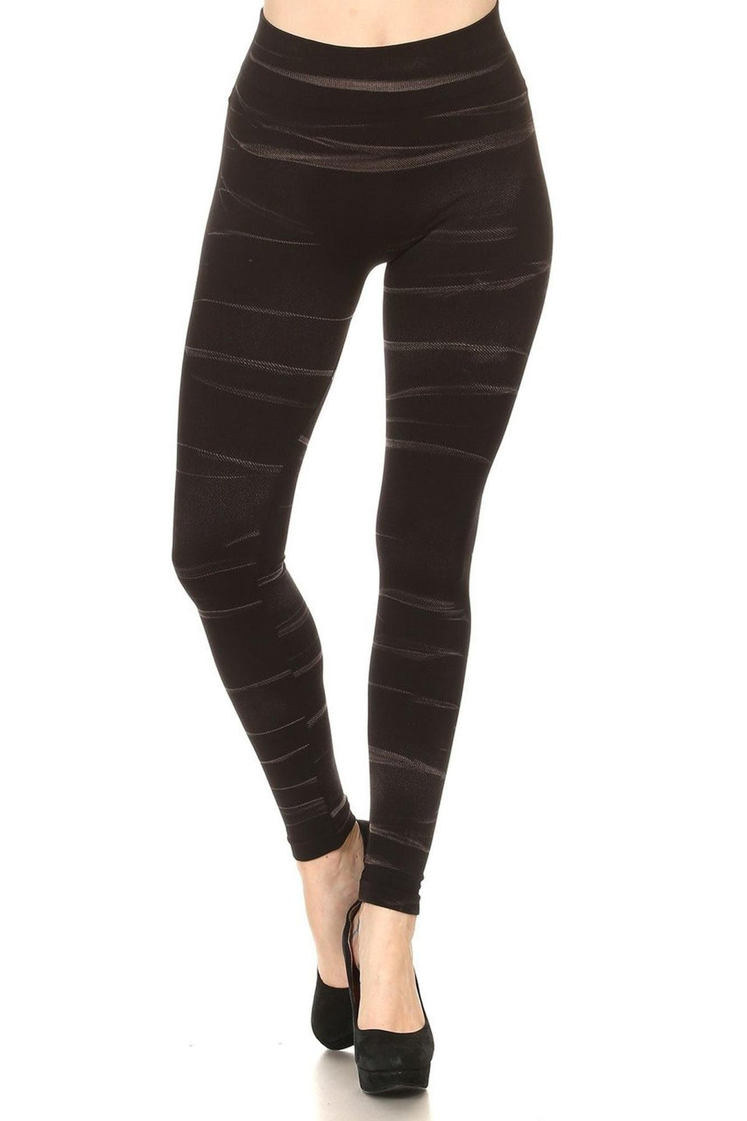 Whisker Wash High Waisted Cotton Leggings
