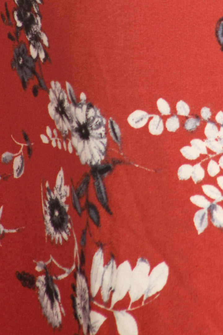 Buttery Soft Red Summer Floral Bell Bottom Leggings