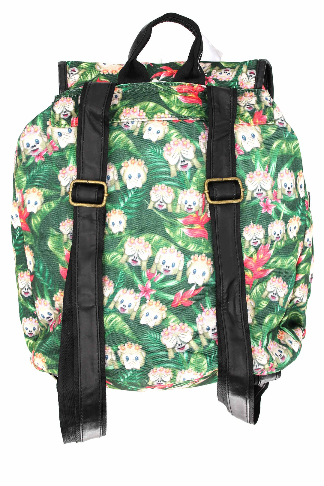 Jungle Monkey Emoji Graphic Print Buckle Flap Backpack