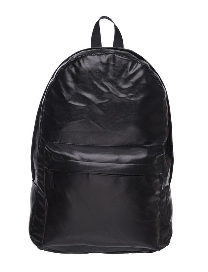 Black Faux Leather Backpack