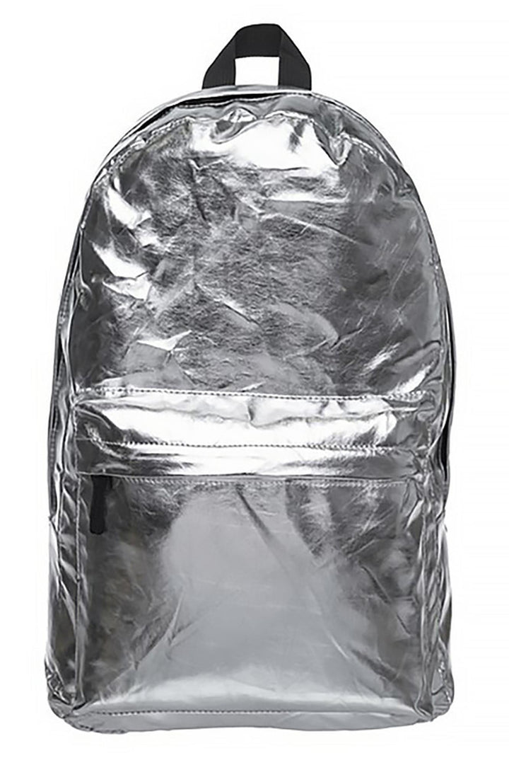 Shiny Silver Metallic Backpack