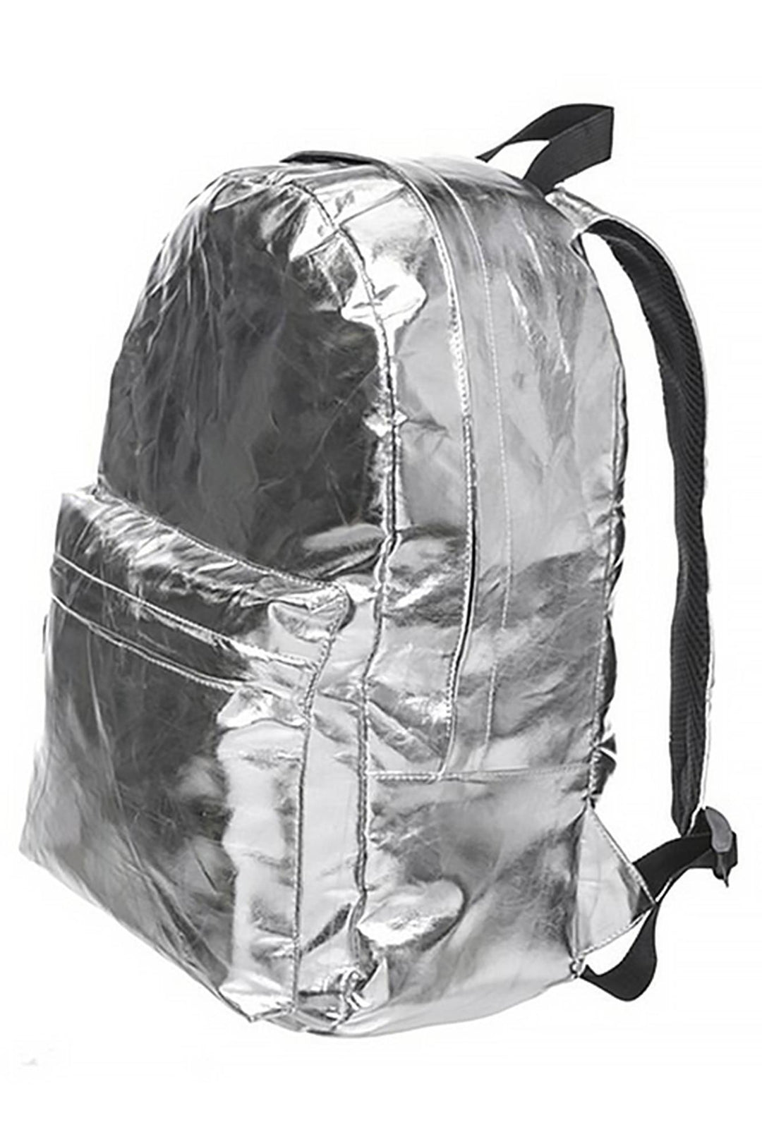 Shiny Silver Metallic Backpack