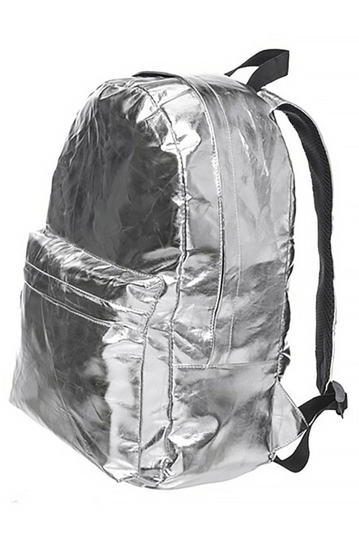 Shiny Silver Metallic Backpack