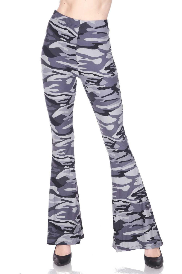 Buttery Soft Charcoal Camouflage Bell Bottom Leggings