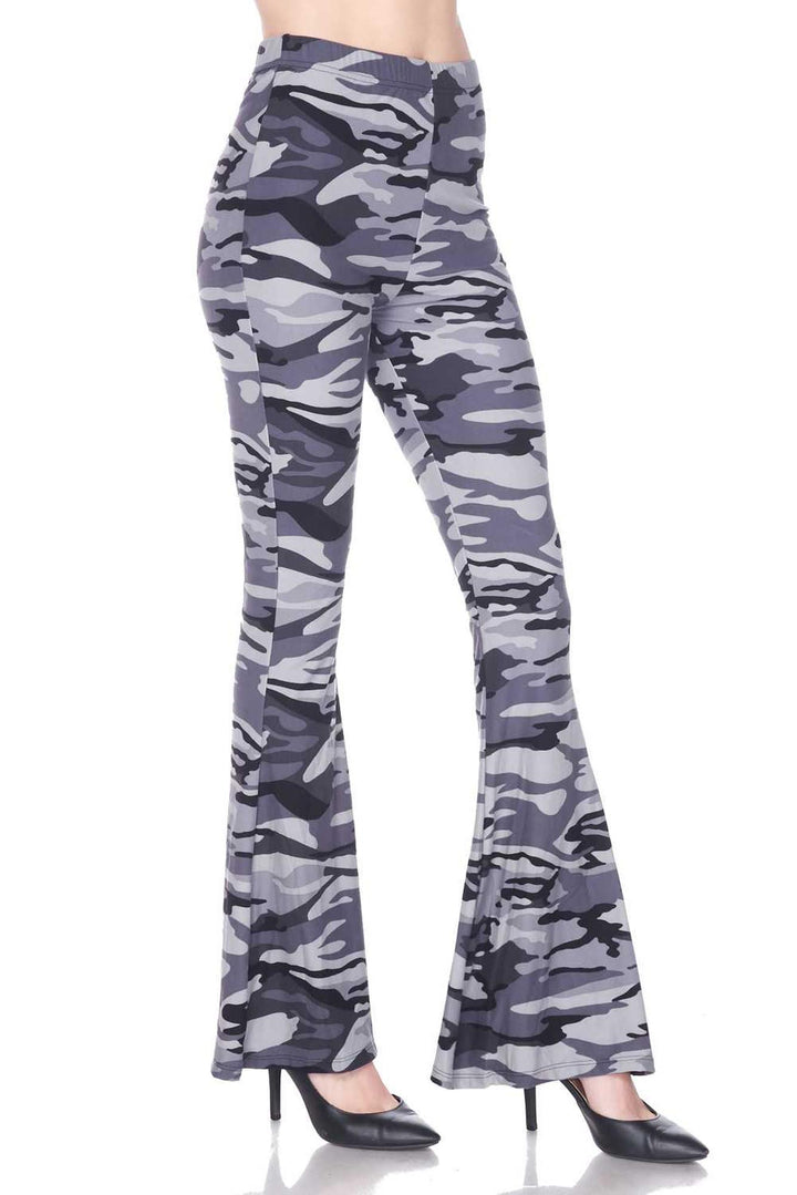 Buttery Soft Charcoal Camouflage Bell Bottom Leggings