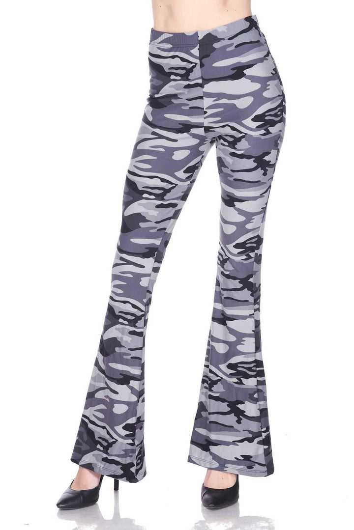 Buttery Soft Charcoal Camouflage Bell Bottom Leggings