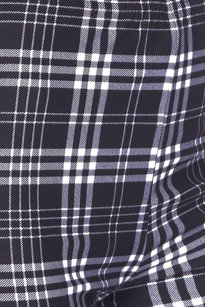 Buttery Smooth Traditional Black and White Plaid Bell Bottom Leggings