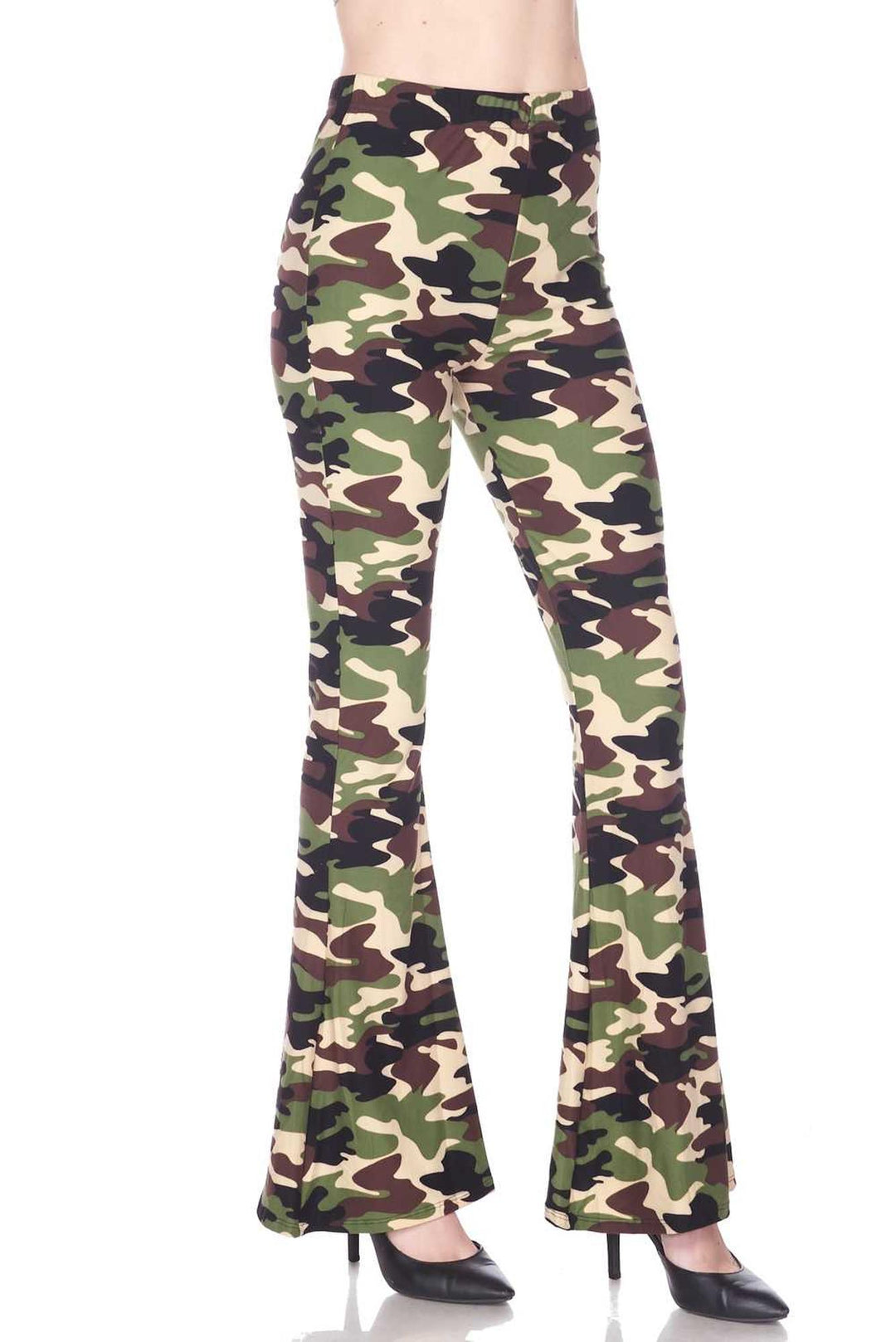 Buttery Soft Active Duty Camouflage Bell Bottom Leggings