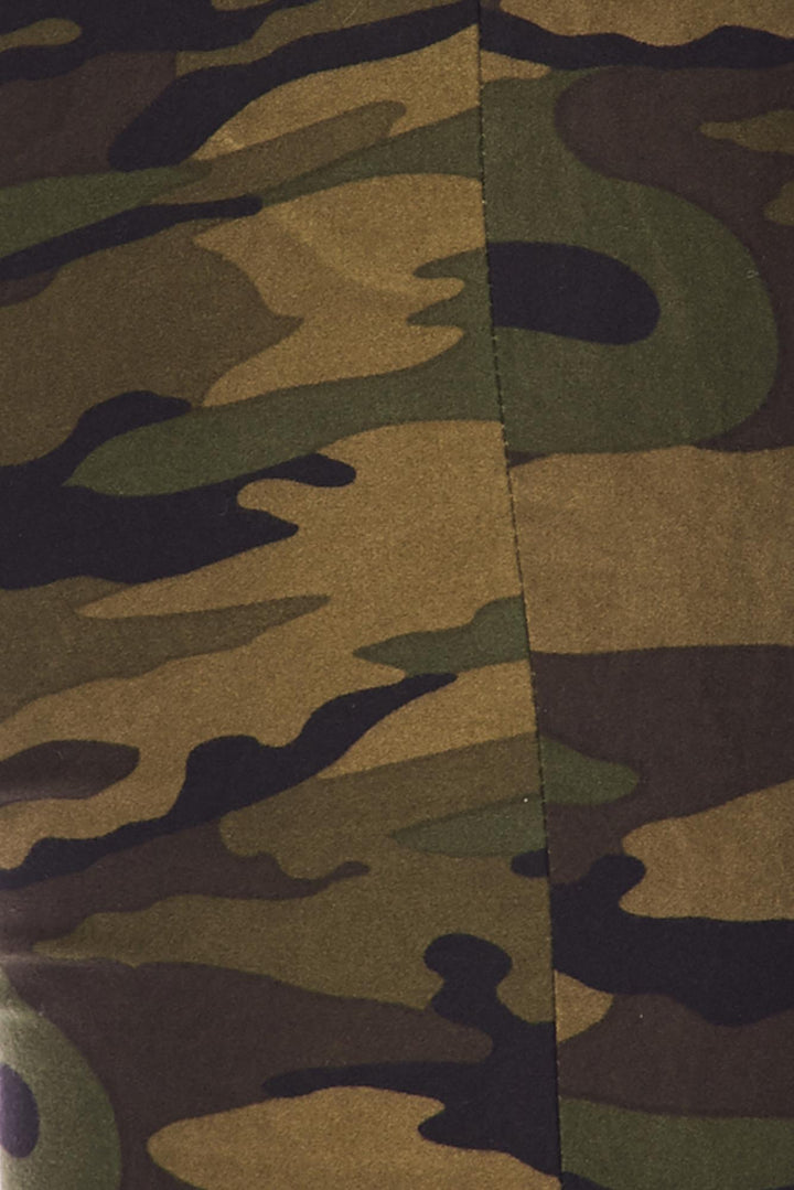 Buttery Soft Green Camouflage Bell Bottom Leggings