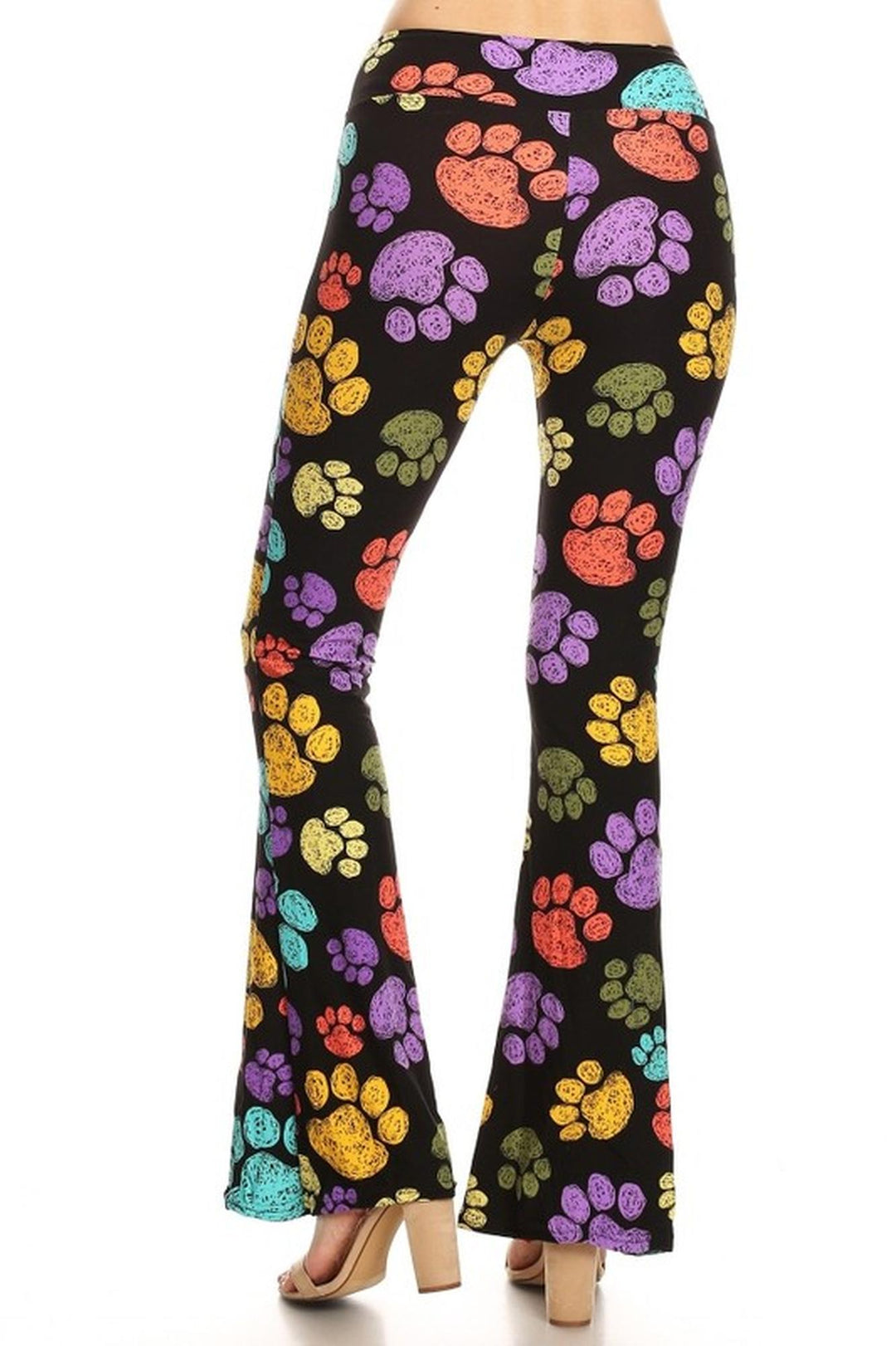 Buttery Soft Paw Print Bell Bottom Leggings