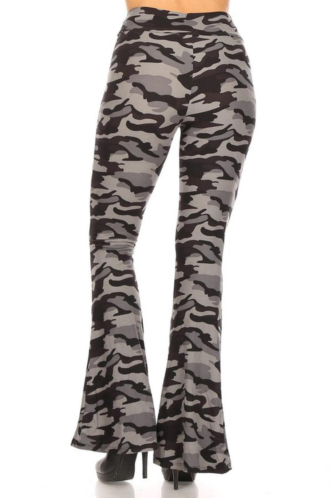 Buttery Soft Monochrome Camouflage Bell Bottom Leggings