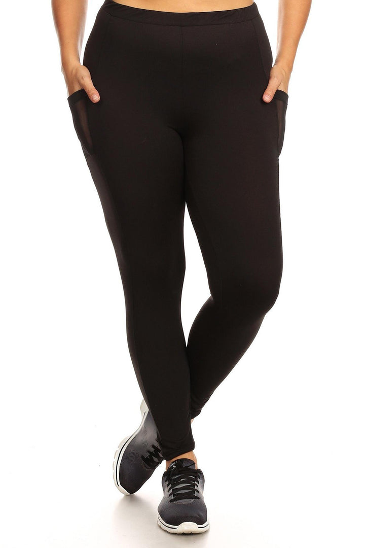 Buttery Smooth Sport Basic Plus Size Leggings with Side Pockets