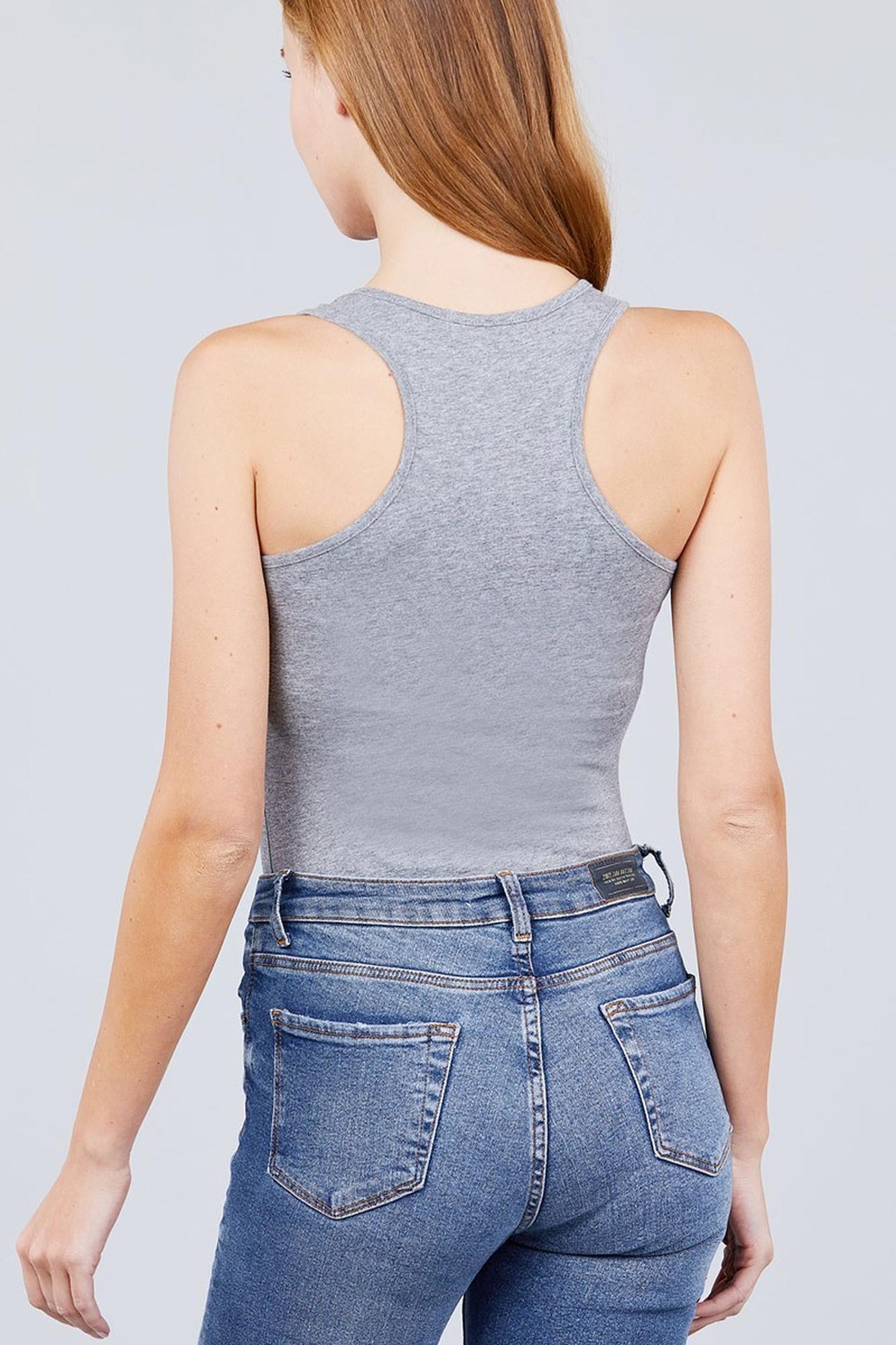 Basic Solid Scoop Neck Cotton Bodysuit