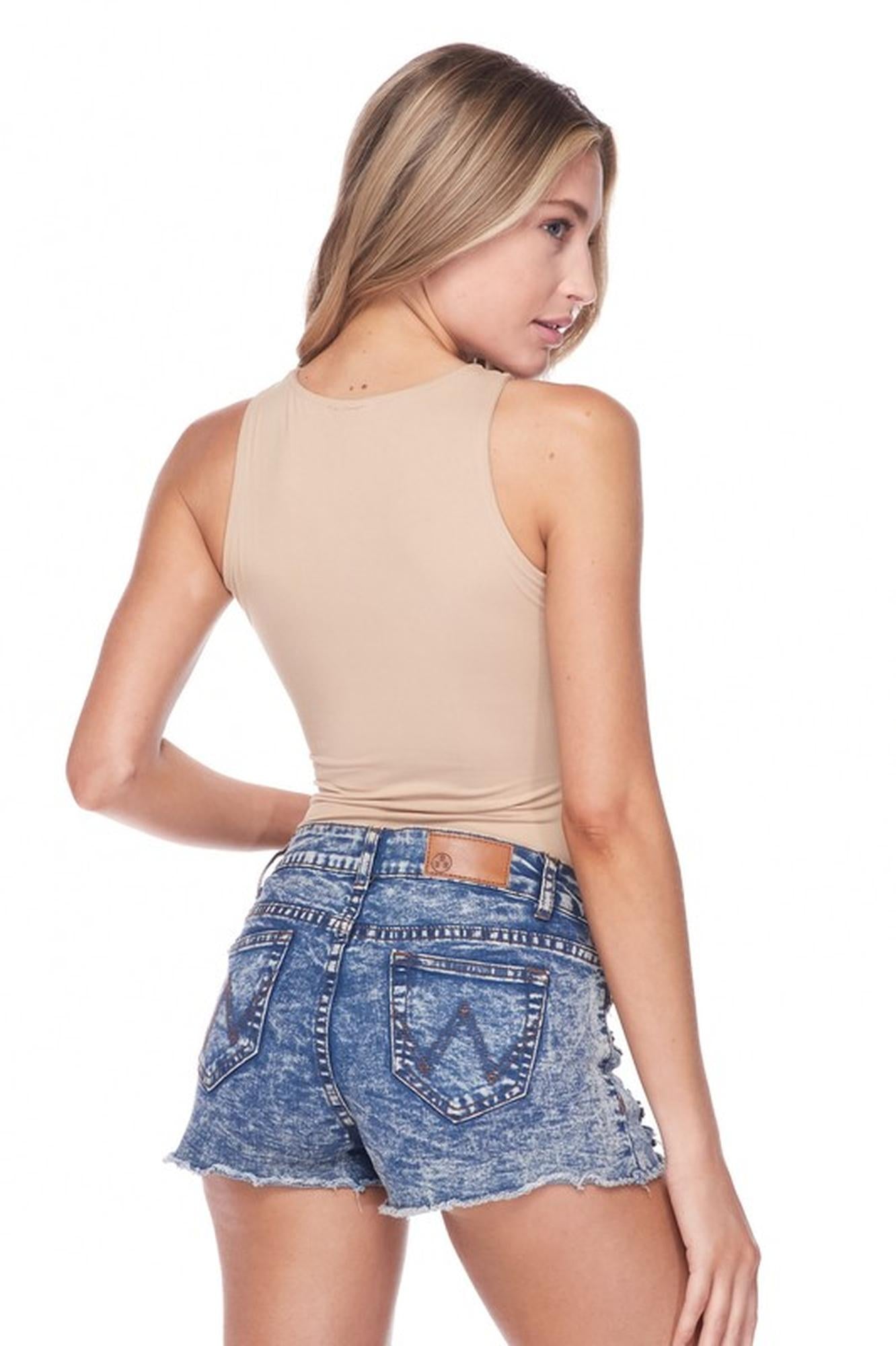 Brushed Solid Basic Mock Neck Bodysuit