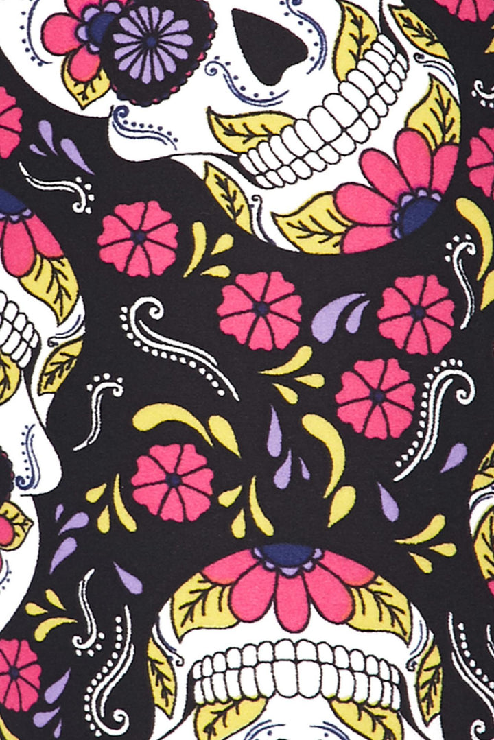 Buttery Smooth Pink Petal Sugar Skull Capris