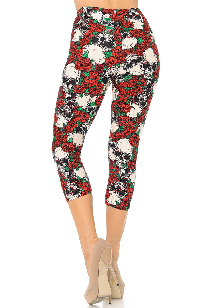 Buttery Smooth Pink Petal Sugar Skull Capris