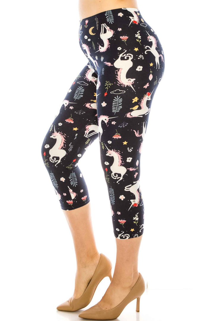 Buttery Smooth Unicorns by Night Plus Size Capri
