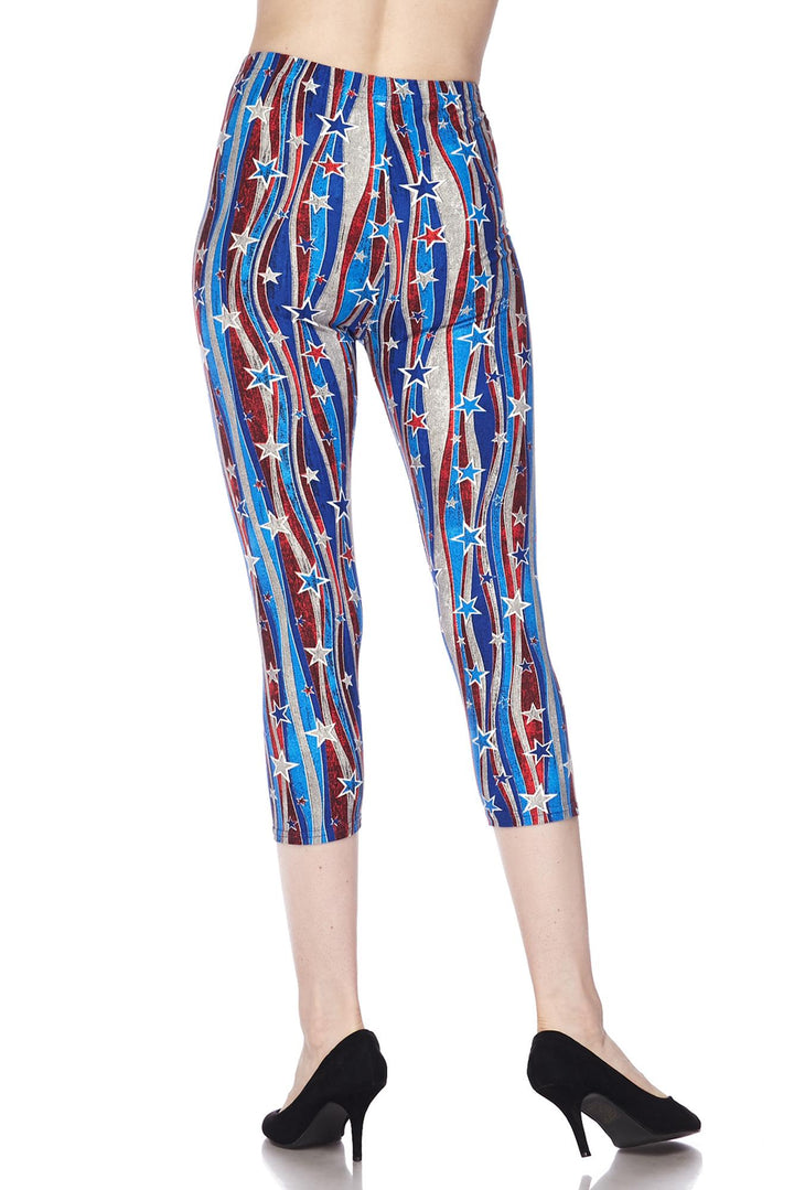 Buttery Smooth Metallic USA Flag Capris
