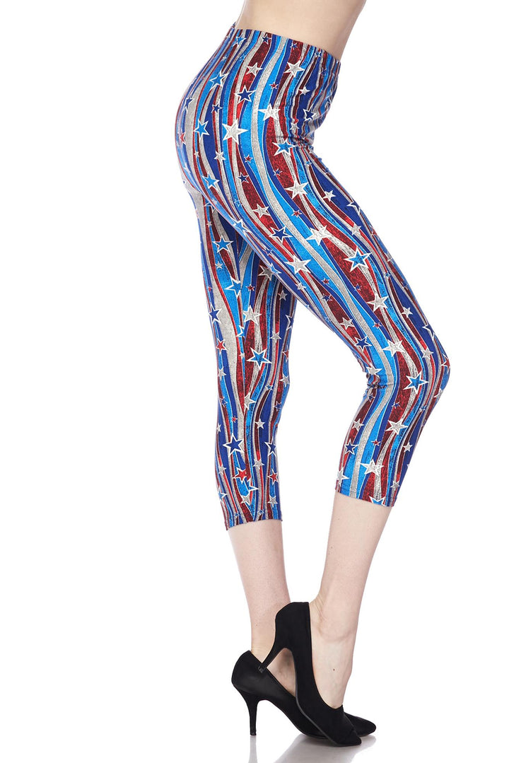 Buttery Smooth Metallic USA Flag Capris