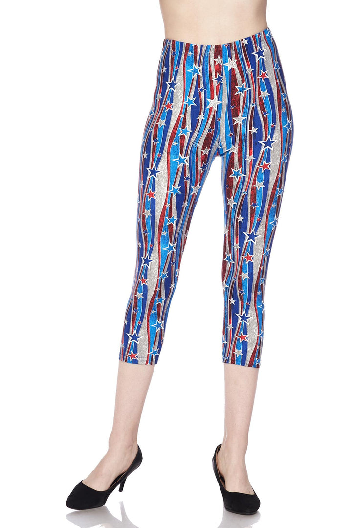 Buttery Smooth Metallic USA Flag Capris