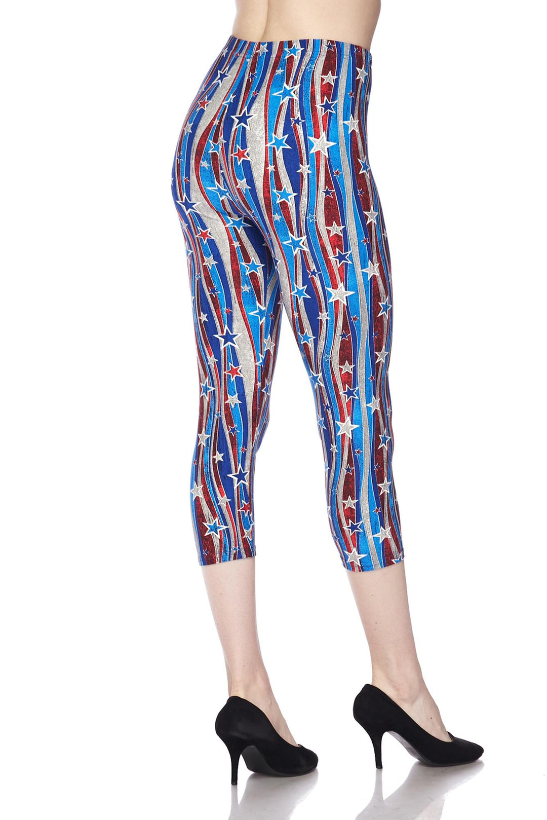 Buttery Smooth Metallic USA Flag Capris
